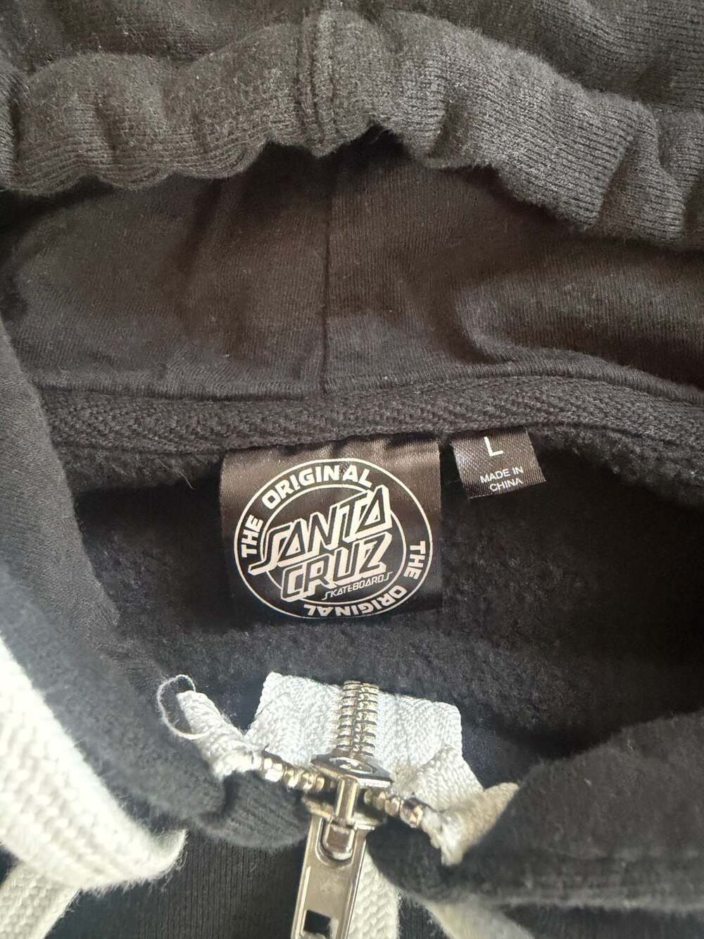 Santa Cruz Pink Dot Logo Zip-Up Hoodie Black Size L - Picture 4 of 5